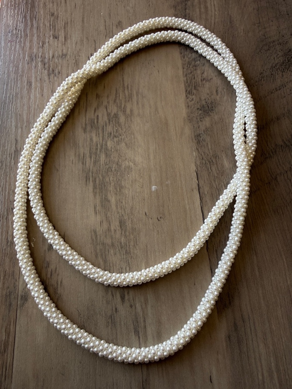 Faux Vintage Pearl Spray Necklace White 24”